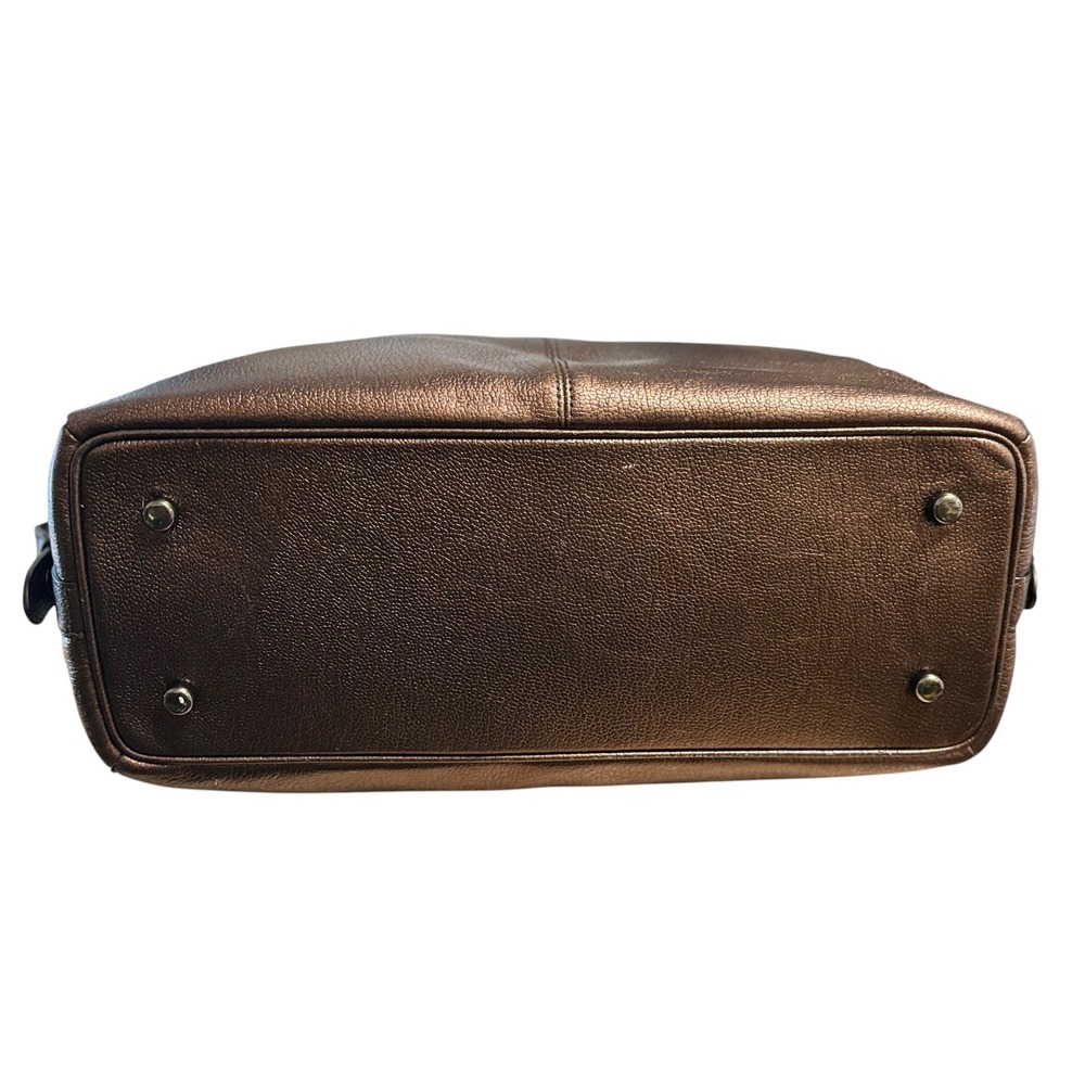 Coach Primrose Satchel Tote Bronze Metallic Pebbled Leather Gunmetal Hardware - Picture 13 of 16